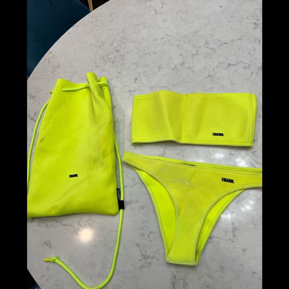 triangl swimwear Neon Yellow Bandeau Bikini Set
